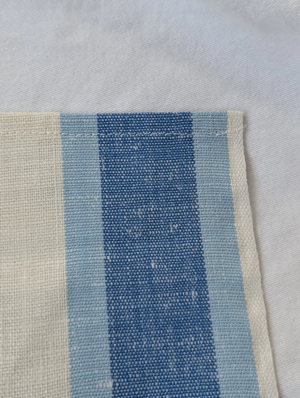 E&M Vardjan Linen German Buttermold Print Blue & Cream Kitchen Towel Vintage